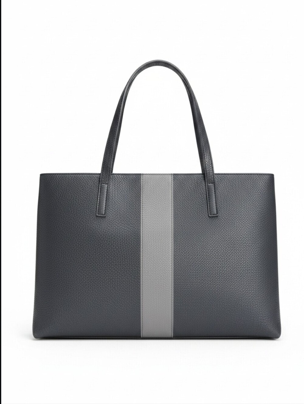 Vince Camuto Black Vegan Pebbled Leather Flat Large Tote Bag Purse In Black